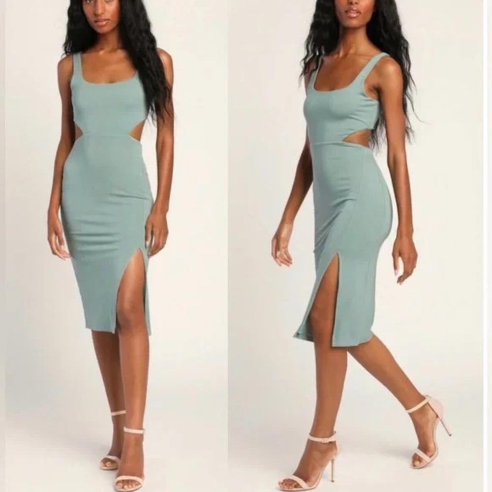 Lulu's Teal Cutout Midi Dress